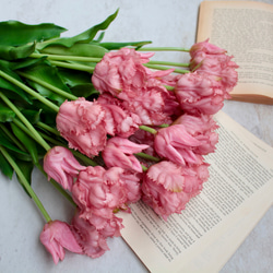 【リアル造花】パーロット咲きチューリップ5本ナチュラルブーケ【ピンク】 7枚目の画像