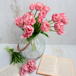 【リアル造花】パーロット咲きチューリップ5本ナチュラルブーケ【ピンク】 2枚目の画像