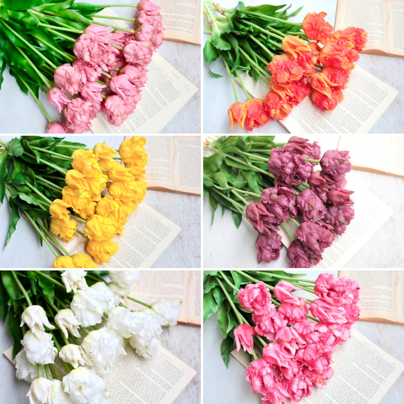 【リアル造花】パーロット咲きチューリップ5本ナチュラルブーケ【ピンク】 11枚目の画像