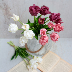 【リアル造花】パーロット咲きチューリップ5本ナチュラルブーケ【ピンク】 9枚目の画像