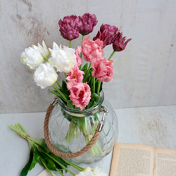 【リアル造花】パーロット咲きチューリップ5本ナチュラルブーケ【ピンク】 10枚目の画像