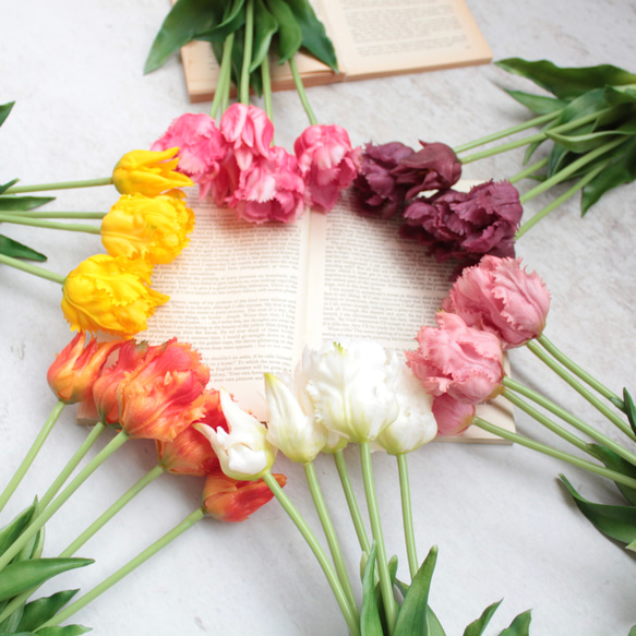 【リアル造花】パーロット咲きチューリップ5本ナチュラルブーケ【ピンク】 6枚目の画像