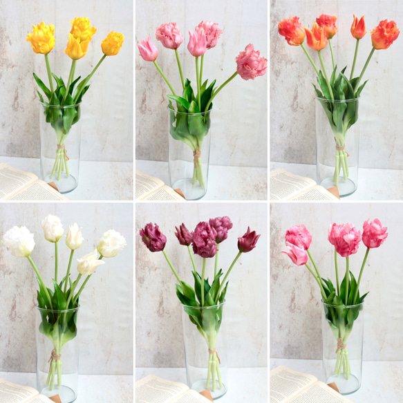 【リアル造花】パーロット咲きチューリップ5本ナチュラルブーケ【ピンク】 12枚目の画像