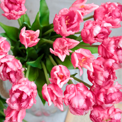 【リアル造花】パーロット咲きチューリップ5本ナチュラルブーケ【ローズレッド】 7枚目の画像