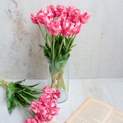 【リアル造花】パーロット咲きチューリップ5本ナチュラルブーケ【ローズレッド】 4枚目の画像