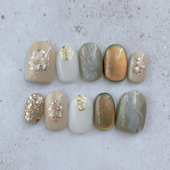 C05 ニュアンス カーキベージュ マグネット ゴールドミラー 大人