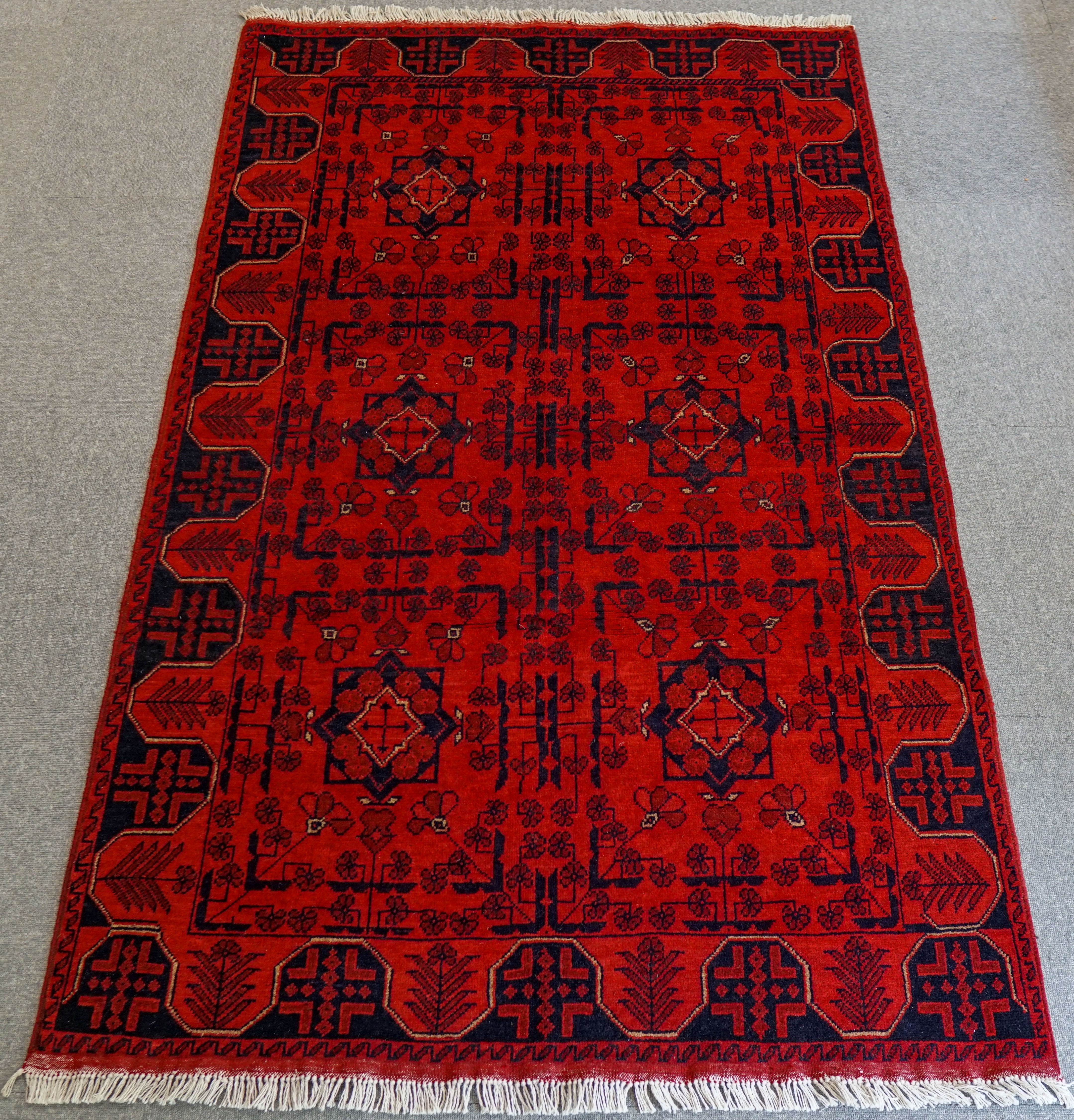 195×121cm【アフガニスタン手織り絨毯 カールモハメディ】ペルシャ絨毯