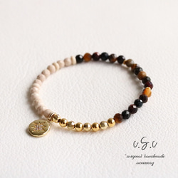 おしゃれラピスラズリ×ガーネット14kgfビーズブレスレット