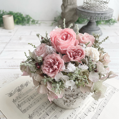 プリザーブドフラワー 彩り豊かなローズガーデンアレンジ