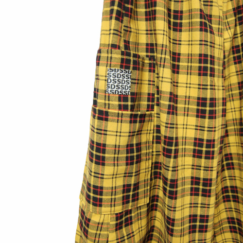タータンチェック ワイドハーフパンツ:yellow 五分褲 Hand Made タータンチェック ワイドハーフパンツ:yellow 五分褲 Hand Made