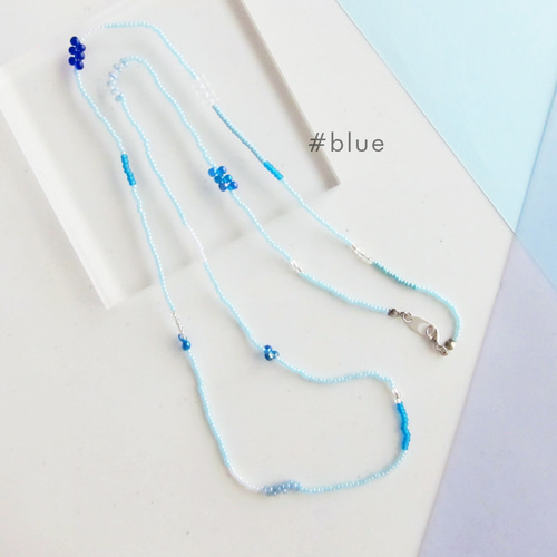 アクアブルー ガラス ビーズ ネックレス 水色 ライトブルー