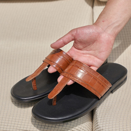 Croco Embossed Leather Sandal クロコ型押しレザー サンダル クロコ型押し レザーサンダル メンズ おしゃれ 革 本革サンダル