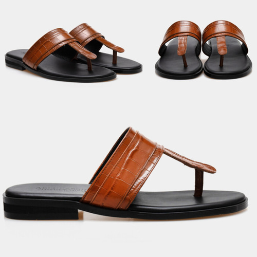 Croco Embossed Leather Sandal クロコ型押しレザー サンダル クロコ型押し レザーサンダル メンズ おしゃれ 革 本革サンダル