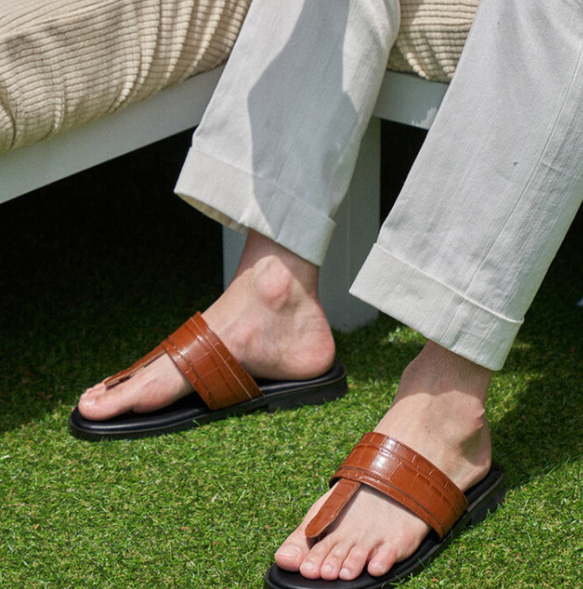 Croco Embossed Leather Sandal クロコ型押しレザー サンダル クロコ型押し レザーサンダル メンズ おしゃれ 革 本革サンダル