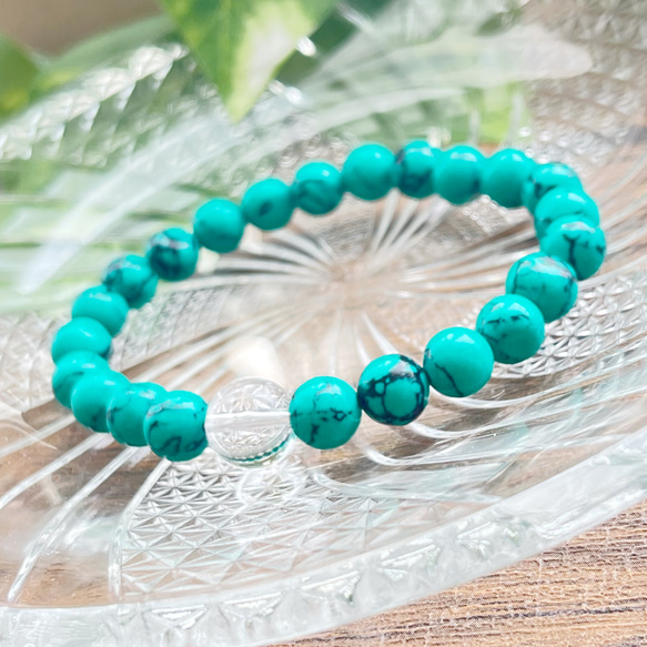 ターコイズ トルコ石 水晶 天然石 クリスタル クォーツ ブレスレット