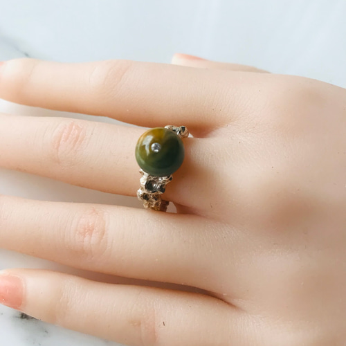 R200-001］ ジェイド JADE ヒスイ 本翡翠 リング s925 グアテマラ産 