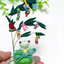 梅雨　カエル　紫陽花　ちりめん細工 ちりめん細工歳時記『梅雨』福かえる♡紫陽花とカエルペア