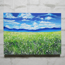 油絵 油彩 油彩画 絵 絵画 【草原に咲く白い花】 絵画 HR 通販