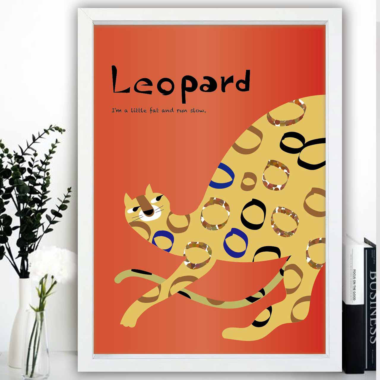 太ったヒョウ　イラスト　ポスター　A4 A3 A2 A1　アート  　アートポスター　sei検索新着順　2595