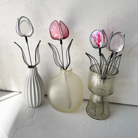 ワイヤーアート チューリップ 売却済 飛び立っ 