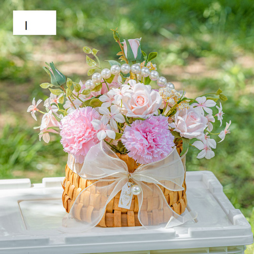 ピクニック、キャンプ、小道具、フラワーバスケット、フェイクフラワー 