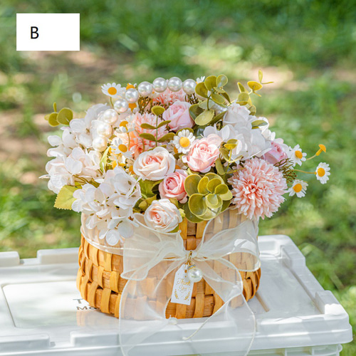 ピクニック、キャンプ、小道具、フラワーバスケット、フェイクフラワー