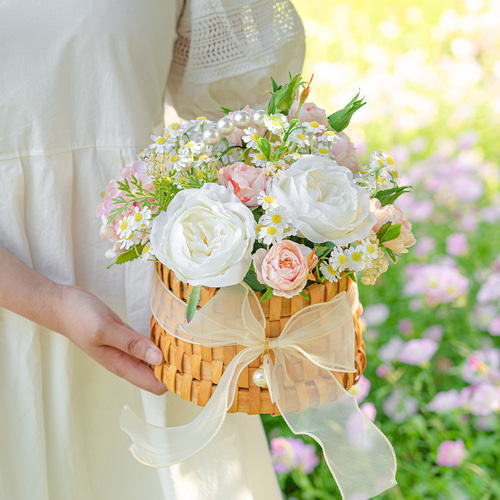 ピクニック、キャンプ、小道具、フラワーバスケット、フェイクフラワー