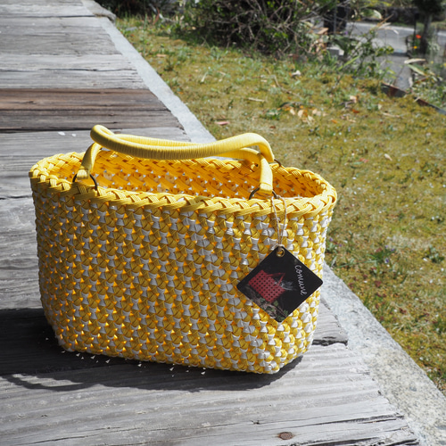 受注製作〙大人かごバッグ イエロー ビタミンカラー カラフル