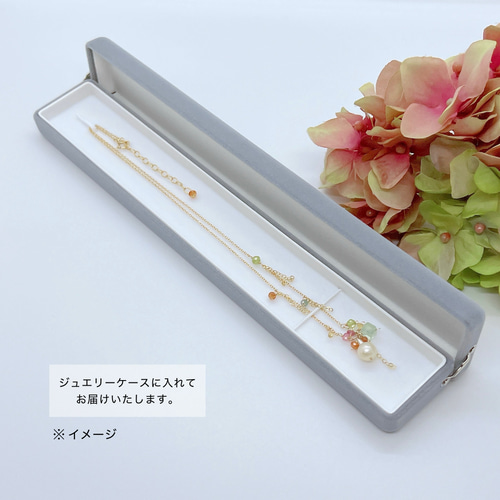 cantabile-】14KGFカラフル 天然石 2連 ネックレス ネックレス