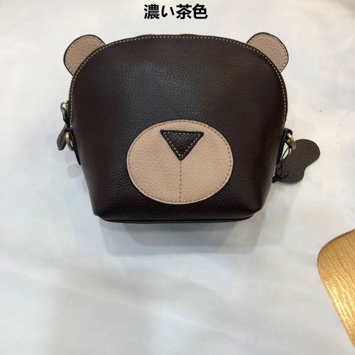 ☆かわいいクマちゃん|上質な天然牛革斜ショルダーバッグ|財布