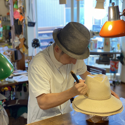 木型で作った中折れパナマハット ハット 関口善大靴工房 通販 17782048