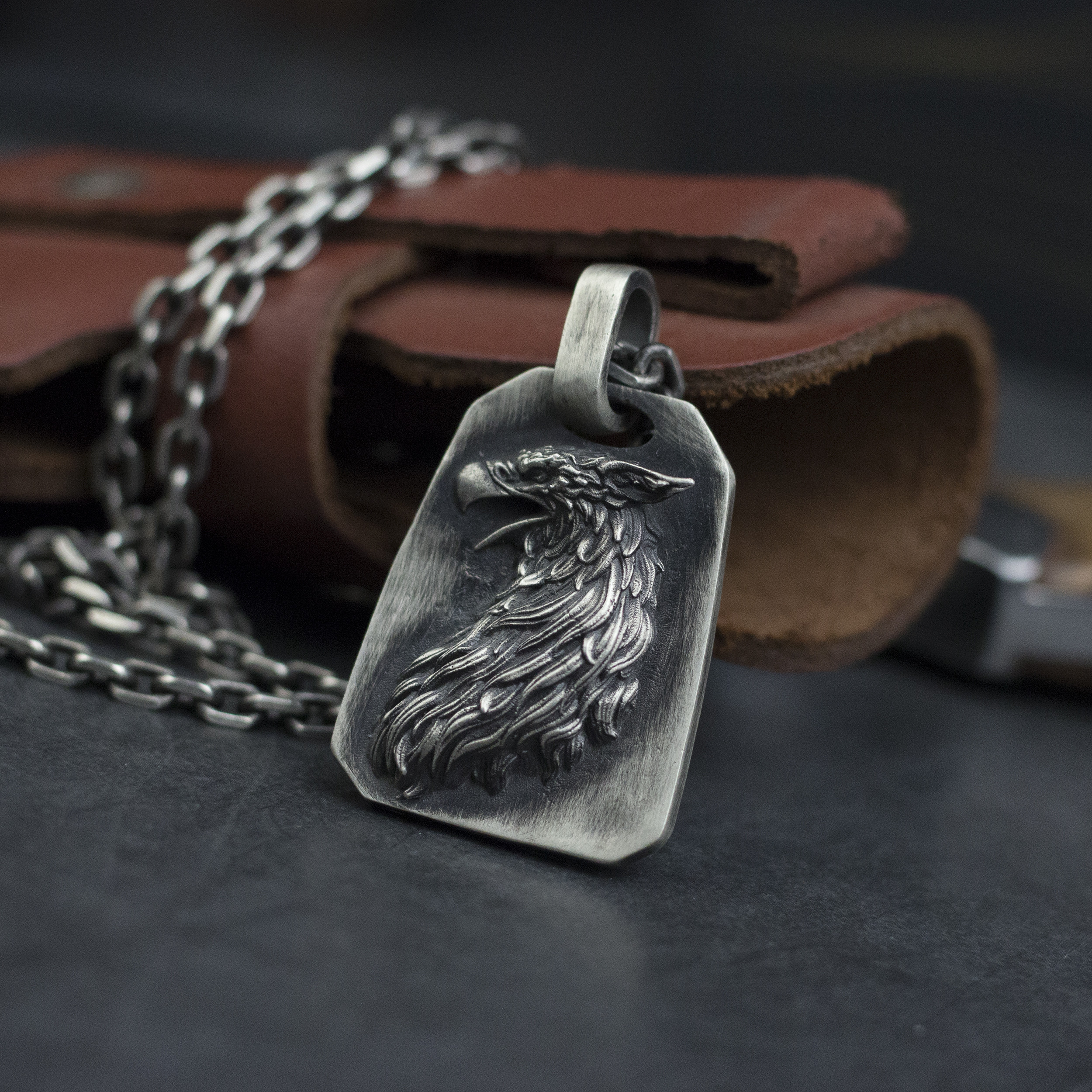 グリフィンペンダント、ボールドシーイーグルシルバーペンダント、イーグルシーガルペンダントネックレス-職人が作った