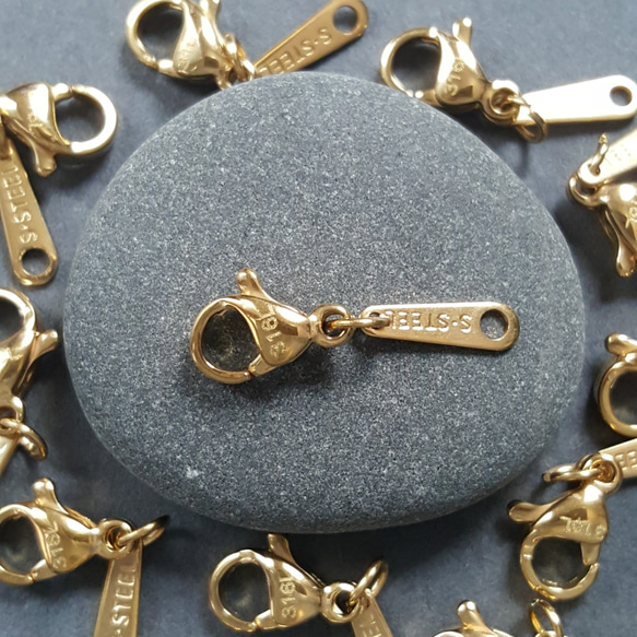 [2pcs] サージカルステンレス316L カニカン 刻印プレート 金属アレルギー対応 13枚目の画像