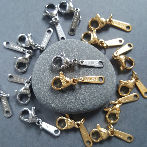 [2pcs] サージカルステンレス316L カニカン 刻印プレート 金属アレルギー対応 8枚目の画像