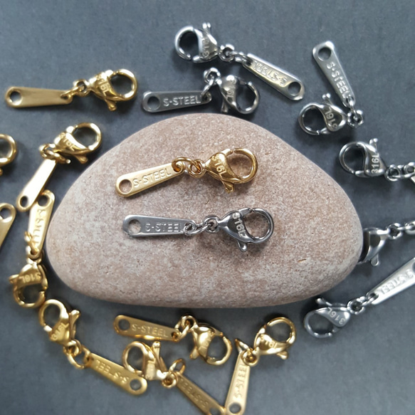 [2pcs] サージカルステンレス316L カニカン 刻印プレート 金属アレルギー対応 10枚目の画像