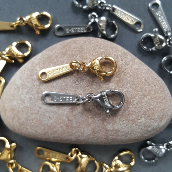 [2pcs] サージカルステンレス316L カニカン 刻印プレート 金属アレルギー対応 4枚目の画像