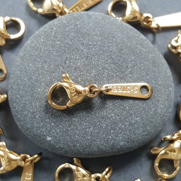 [2pcs] サージカルステンレス316L カニカン 刻印プレート 金属アレルギー対応 12枚目の画像