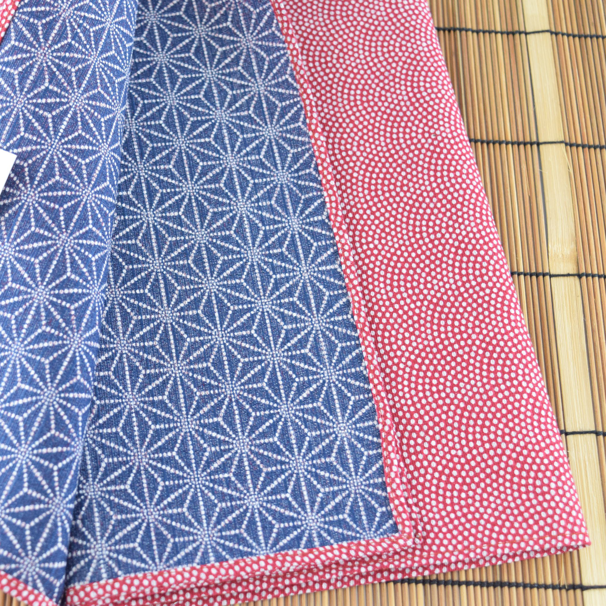 風呂敷　両面染ふろしき　鮫小紋 / 麻型　エンジ/紺　綿100％ 　128cmx128cm 6,019円