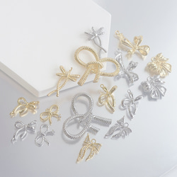 ejp574【2個入り】一粒 キュート リボンモチーフ 16KGP ゴールド チャーム 9枚目の画像