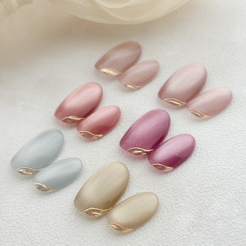 マグネットネイル フレンチネイル フラワー ネイルチップ ハンドメイド Lilith_nail☆ジェルネイルチップ☆付け爪☆マグネットフレンチ