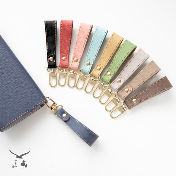 フィンガーストラップ 【 サフィアーノレザー 】 本革 落下防止 簡単