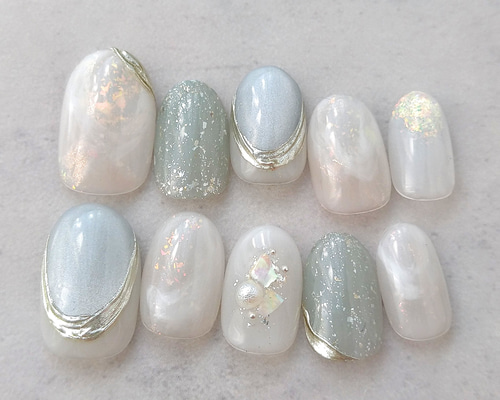 17］ネイルチップ マグネットネイル 夏 うるうるネイル ニュアンス