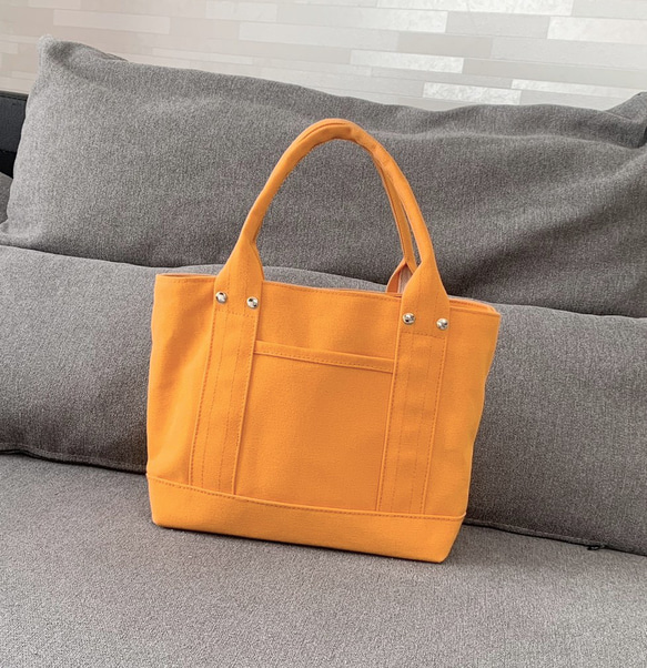 仕切りでスッキリ帆布ミニトートバッグ（オレンジ） トートバッグ