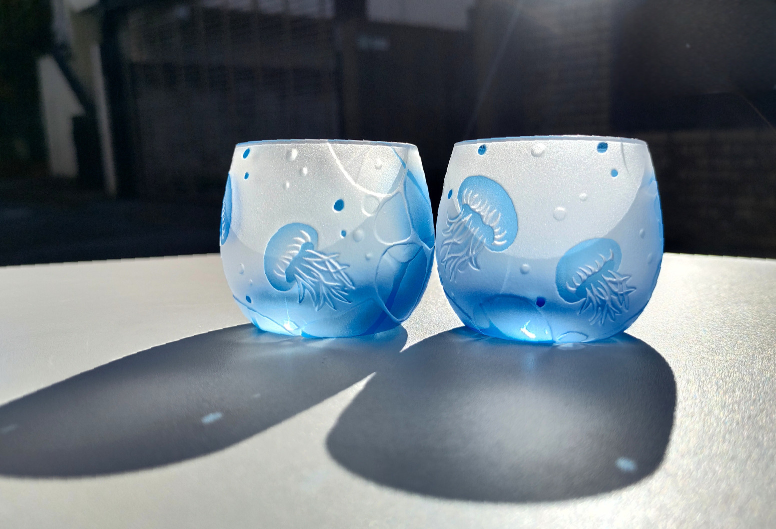 【受注制作】minamoくらげ　丸ぐい呑み　サンドブラスト