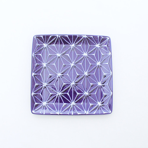 波佐見焼　ホワイトライン麻　スクエアプレートL 瑠璃 翔芳窯 波佐見焼 ホワイトライン麻 波プレート L グレー