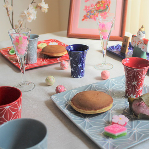 波佐見焼　ホワイトライン麻　スクエアプレートL 瑠璃 翔芳窯 波佐見焼 ホワイトライン麻 スクエアプレートL 瑠璃 翔芳窯 波佐見焼