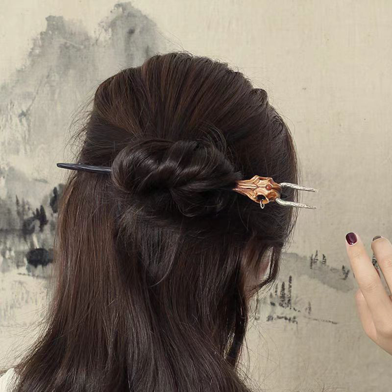 ハンドメイド かんざし 手作り 山の神々 木簪 紫檀 鹿の角 マジェステ 和装髪飾り ヘアアクセサリー 誕生日 記念日