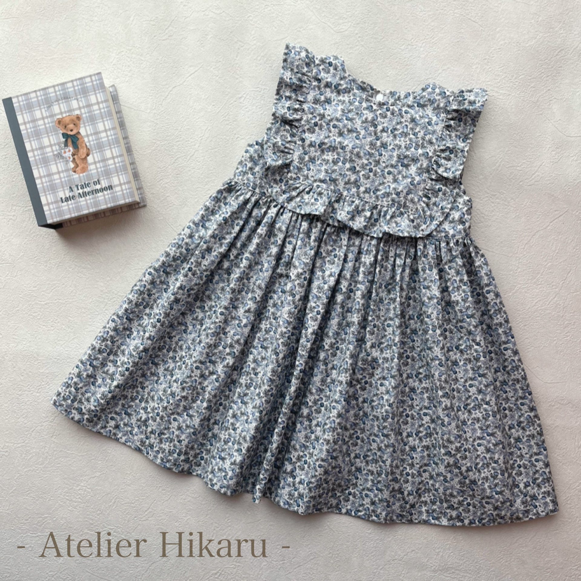ワンピース　くすみカラー　夏ワンピ　ノースリーブ　フリルワンピ　女の子　夏服　子供服　夏ワンピース　100cm オーダー