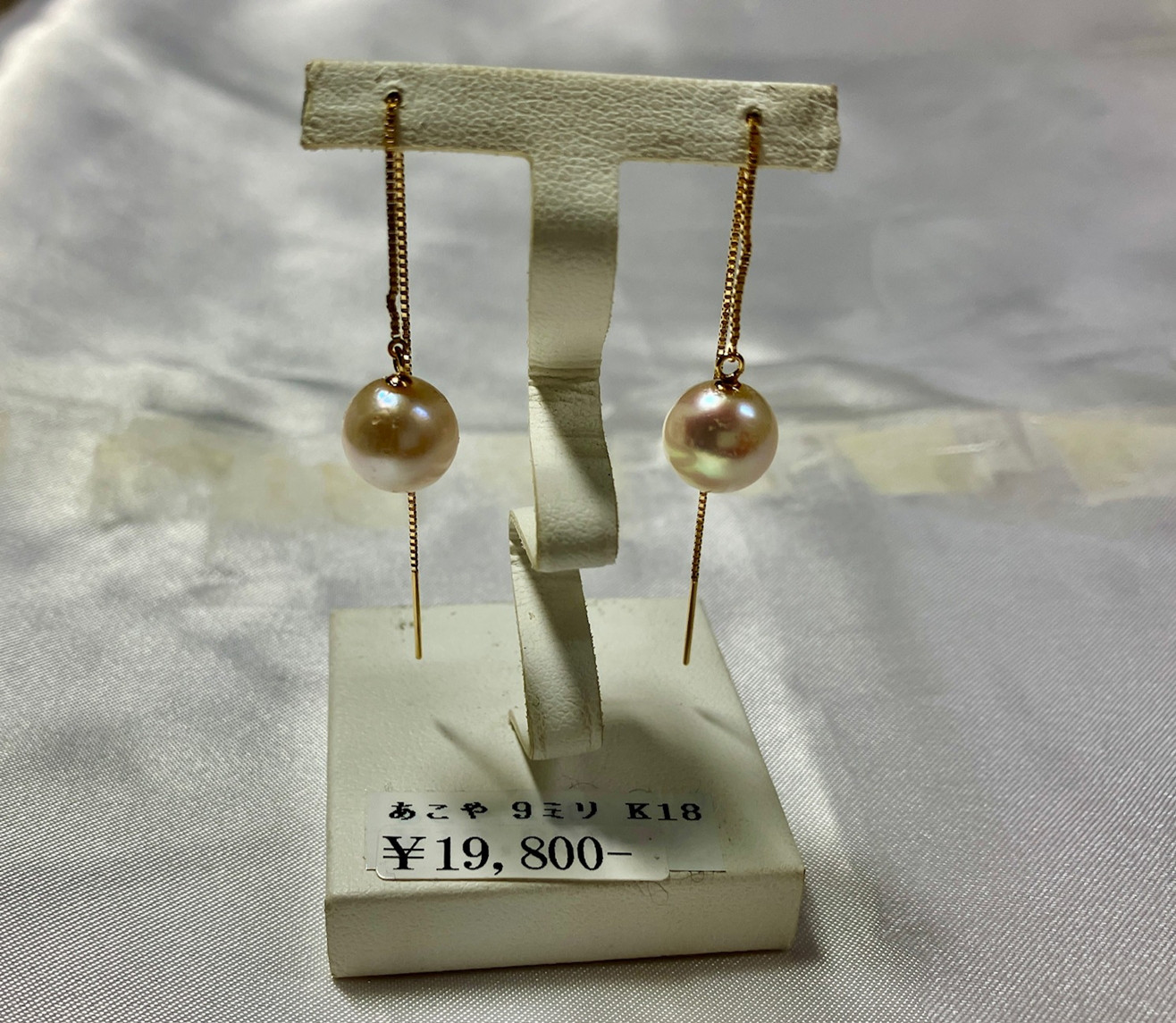 ジプシーチェーンK18アコヤパールピアス