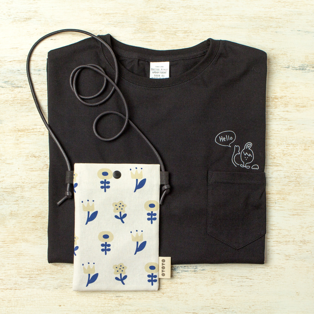 Tシャツ＆スマホポシェットSET＊ポケットからHello! Tシャツ＆nordic flowerスマホショルダー